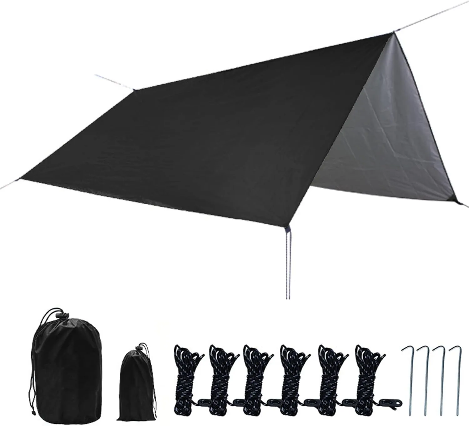 1 Set of Outdoor Camping Tent Canopy Sun and Rainproof Sunshade pergola Ultra-Light Portable Oxford Cloth Camping Supplies Picnic Dew Camping Equipment Black