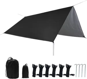 1 Set of Outdoor Camping Tent Canopy Sun and Rainproof Sunshade pergola Ultra-Light Portable Oxford Cloth Camping Supplies Picnic Dew Camping Equipment Black
