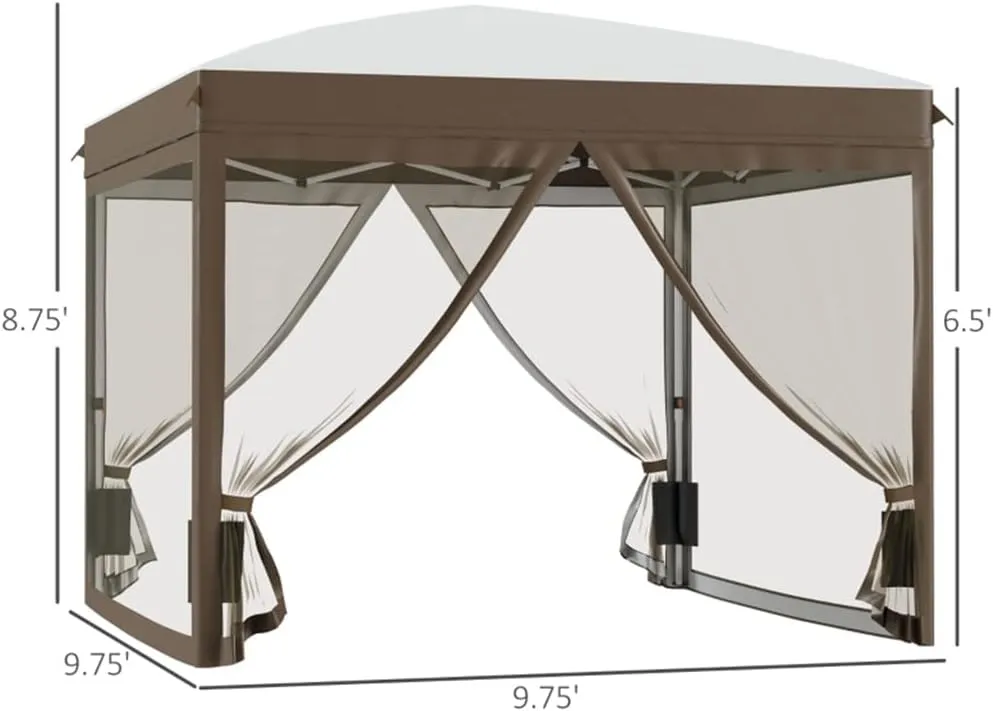 10' X 10' Pops Up Canopy Tent with Netting Foldable Gazebo Tents for Parties Height Adjustable for Outdoor Patio Crea