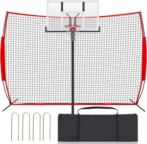 12 x 9 ft Basketball Net Catcher Backstop Net Sports Barrier Nets for Backyard Rebounder to Guard Rebound and Return Basketball with Carry Bag