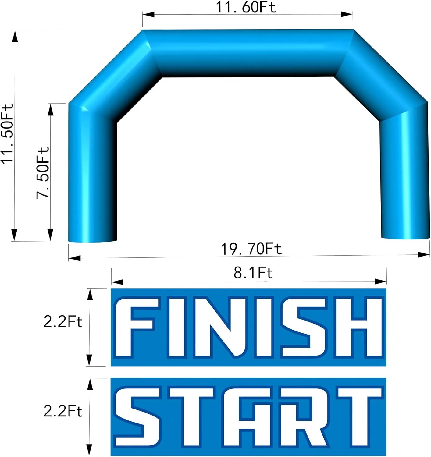 20Ft Inflatable Arch Inflatable Start Finish Line Arch with Blower,Outdoor Inflatable Archway for Party,5K Race,Advertising Commerce,School Sport Blue