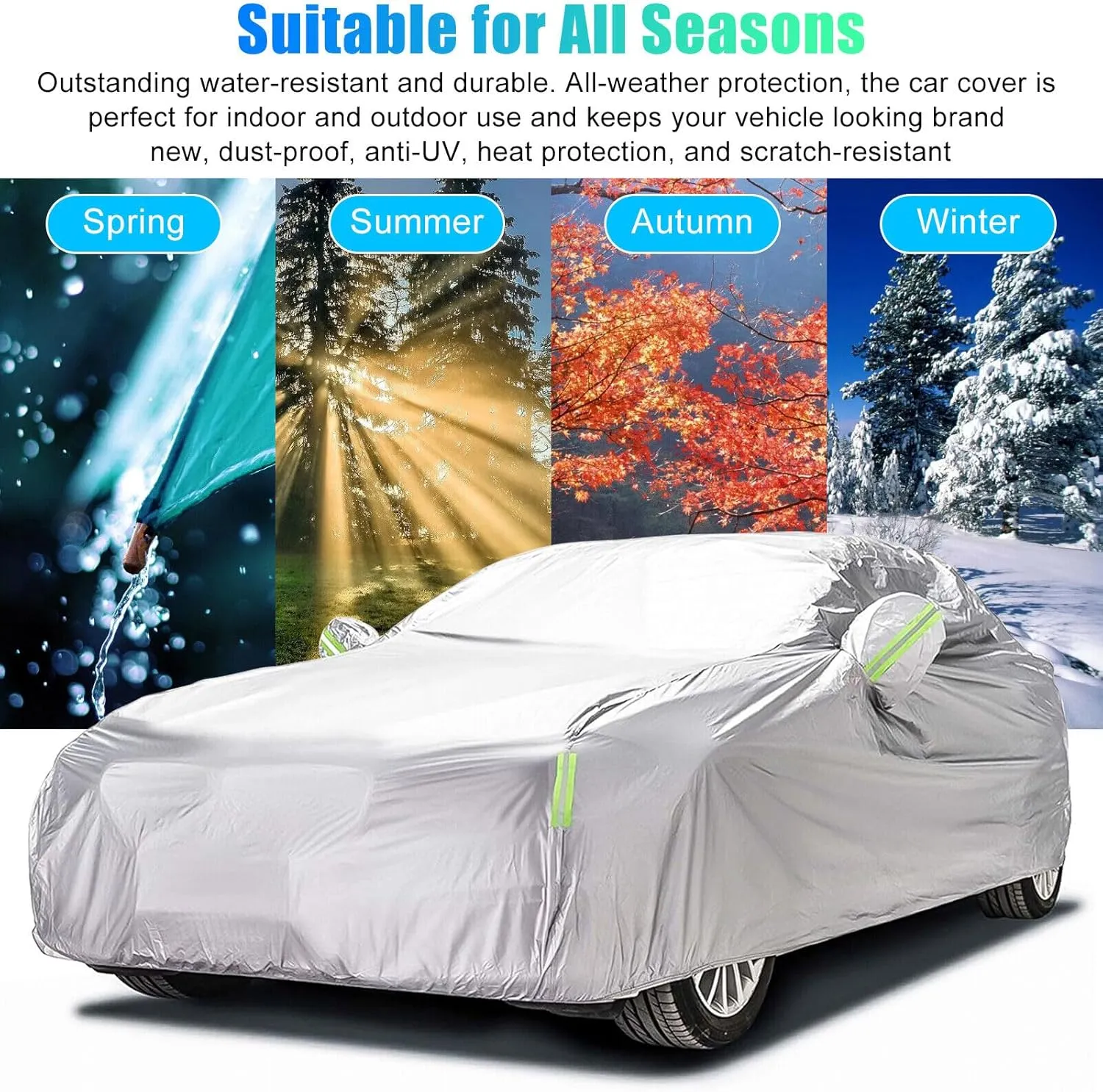 5-Layer All-Weather Waterproof Light-Weight Car Cover for Acura ILX.Full Car Cover Outdoor Waterproof Sun Rain Snow Hail Protection,with a Free Storage Bag (Silver 2013-2015)