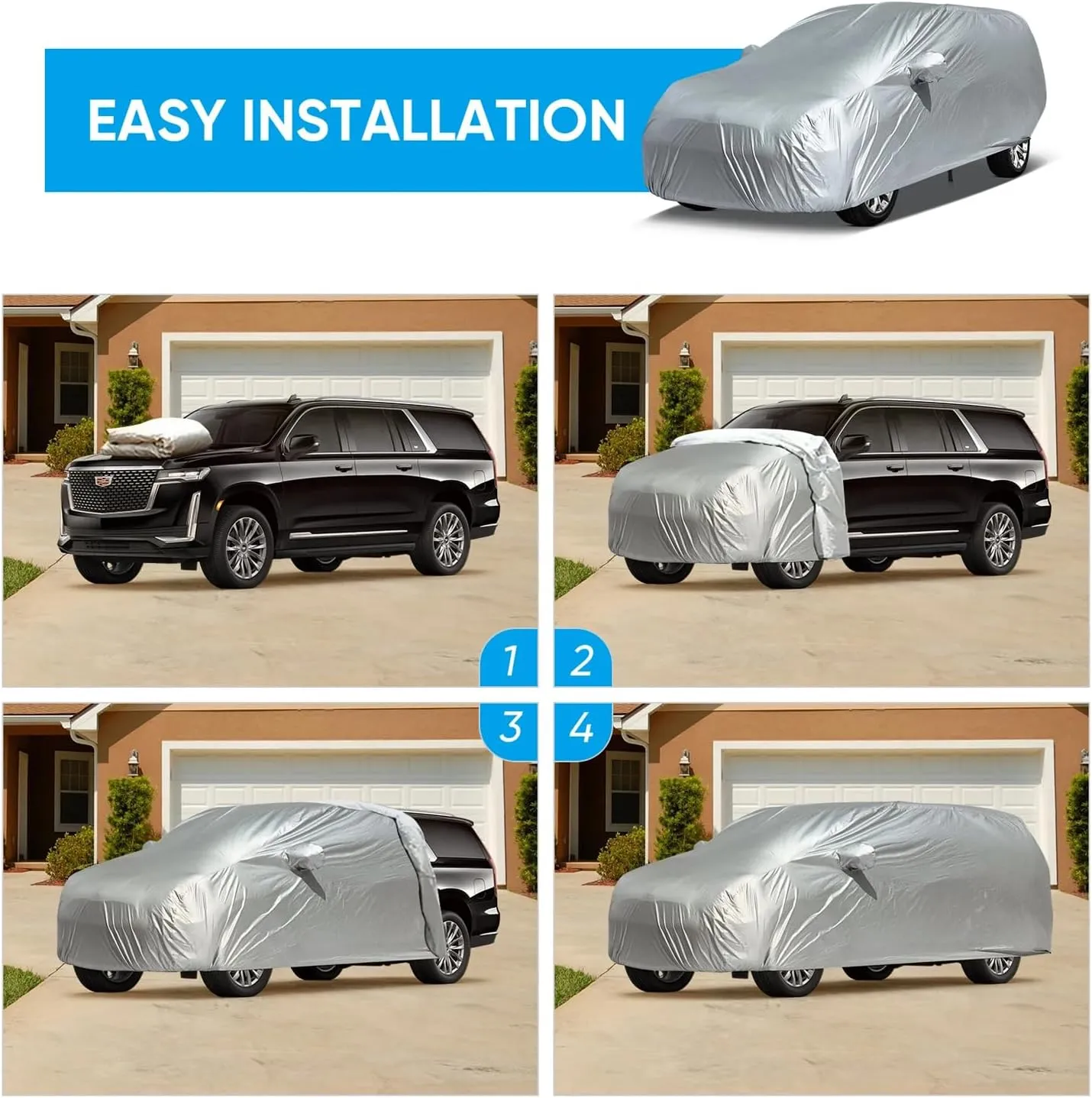 5-Layer All-Weather Waterproof Light-Weight Car Cover for Toyota Grand Highlander 2024-2025.Full Car Cover Outdoor Waterproof Sun Rain Snow Hail Protection,with a Free Storage Bag (Silver)