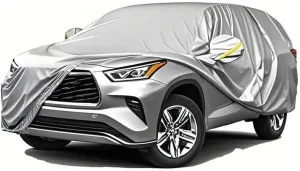 5-Layer All-Weather Waterproof Light-Weight Car Cover for Toyota Grand Highlander 2024-2025.Full Car Cover Outdoor Waterproof Sun Rain Snow Hail Protection,with a Free Storage Bag (Silver)