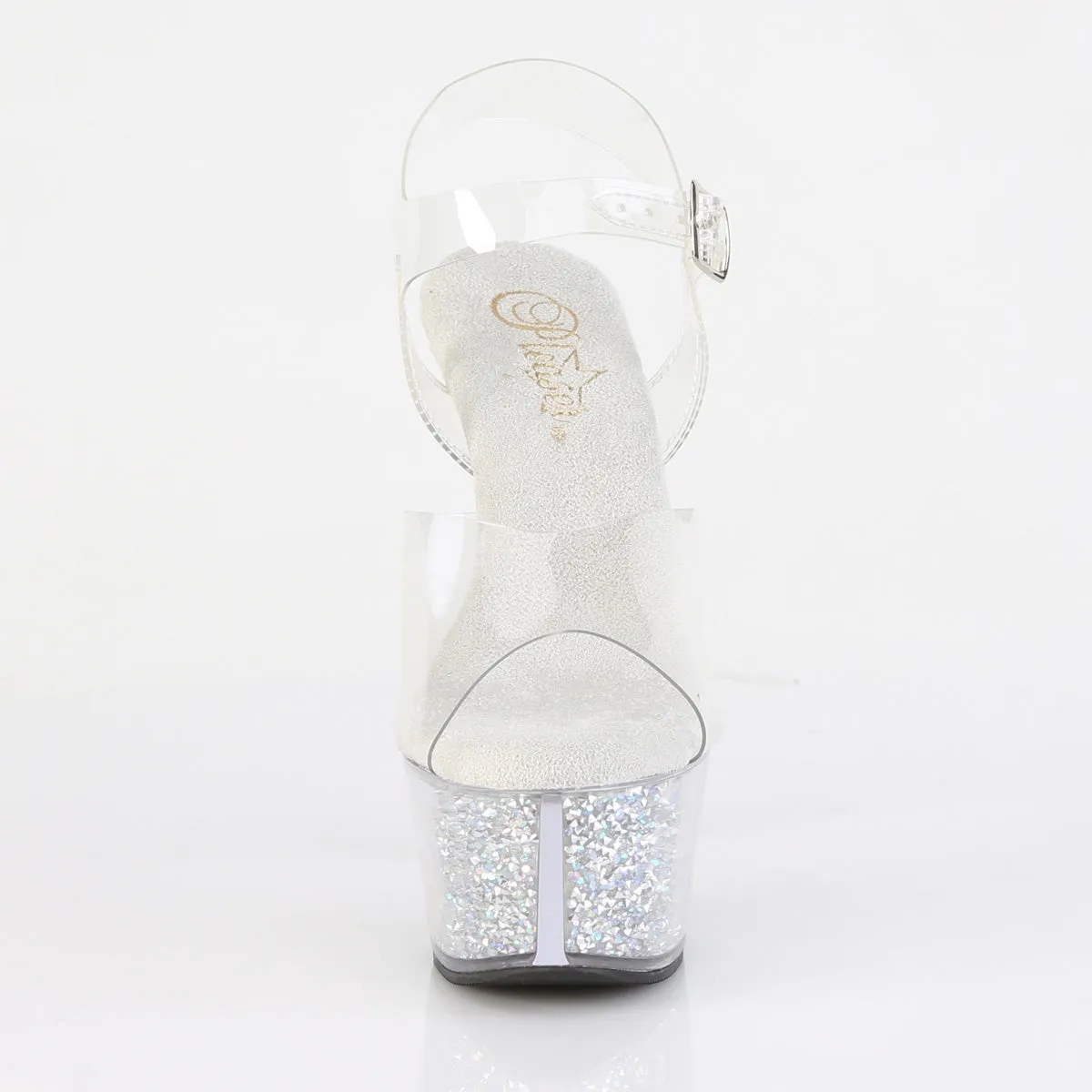 6 Inch Heel ASPIRE-608RSI Clear Silver Rhinestone