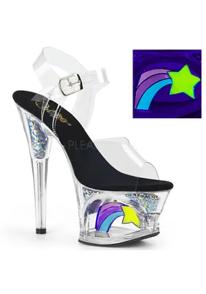 7" Heel, 2 3/4" Cut-Out PF Ankle Strap Sandal w/ Star
