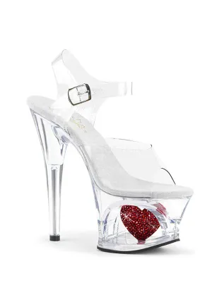 7" Heel, 2 3/4" Cut-Out PF Ankle Strap Sandal