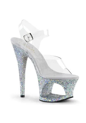7" Heel, 2 3/4" Cut-Out PF Ankle Strap Sandal