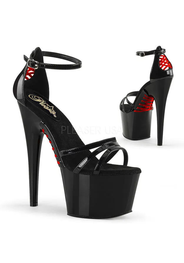 7" Heel, 2 3/4" PF Corset Style PF Ankle Strap Sandal