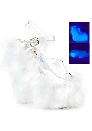 7" Heel, 2 3/4" PF Marabou Feather Ankle Strap Sandal