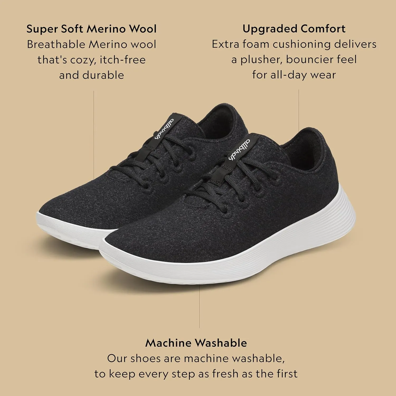 Allbirds Men's Wool Runner Go, Breathable Merino Wool Sneakers
