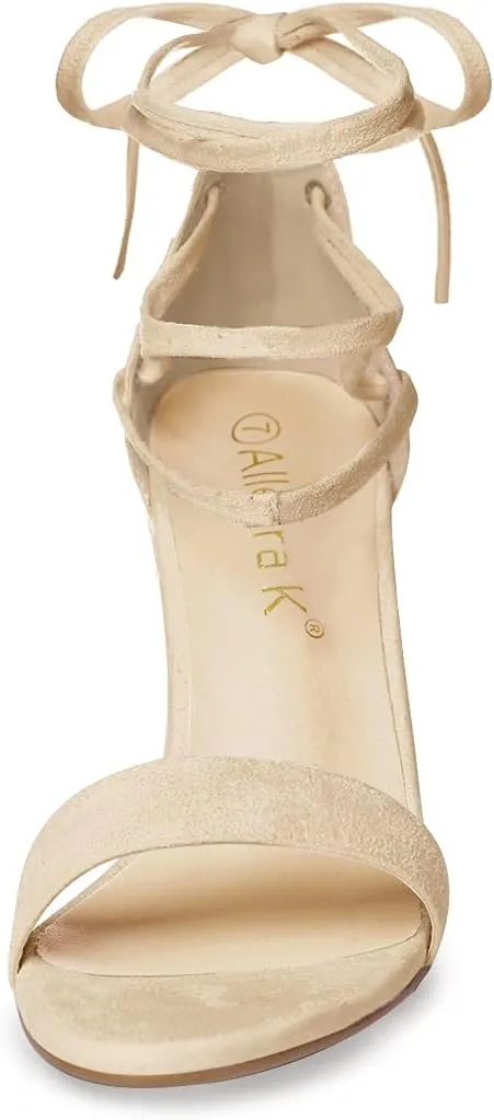 Allegra K Women's Tie Up Strappy Heels Chunky High Heels Sandal