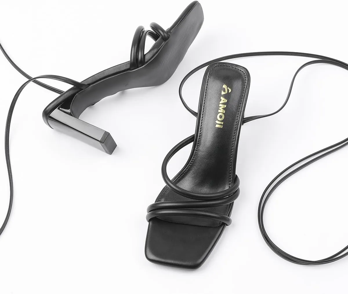 Amoji Women 3 Inch Strappy Heels Lady Strap Up Heeled Sandal Wedding Party Shoes 331