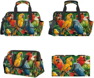 Animal Parrot Design Tool Bag with Shoulder Strap Organizer Pockets Tools Tote Bags for Men Women Adult Toolbag for Car Home Work Travel Storage