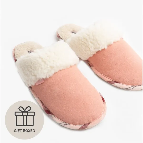 Barbour LYDIA Womens Faux Suede Mule Slippers Pink