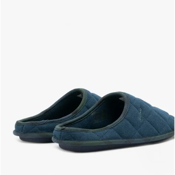 Barbour SWINBURNE Mens Wool Mule Slippers Navy