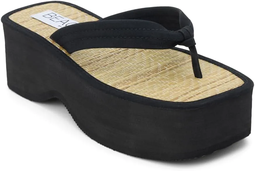 BEACH by Matisse Womens Vero Platform Flip Flop Casual Sandals Casual High Heel 3" & Up - Black