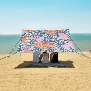 Beach Shade Tent with UPF50  UV Protection,Colorful Coral Pattern Lightweight Camping Sun Shelter for Outdoor,Camping Trips, Fishing, Backyard,Picnics,Easy Set Up and Carry 9x10.5 FT