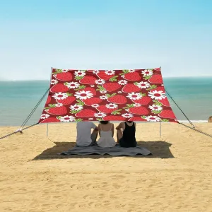 Beach Shade Tent with UPF50  UV Protection,Colorful Strawberry Lightweight Camping Sun Shelter for Outdoor,Camping Trips, Fishing, Backyard,Picnics,Easy Set Up and Carry 9x10.5 FT