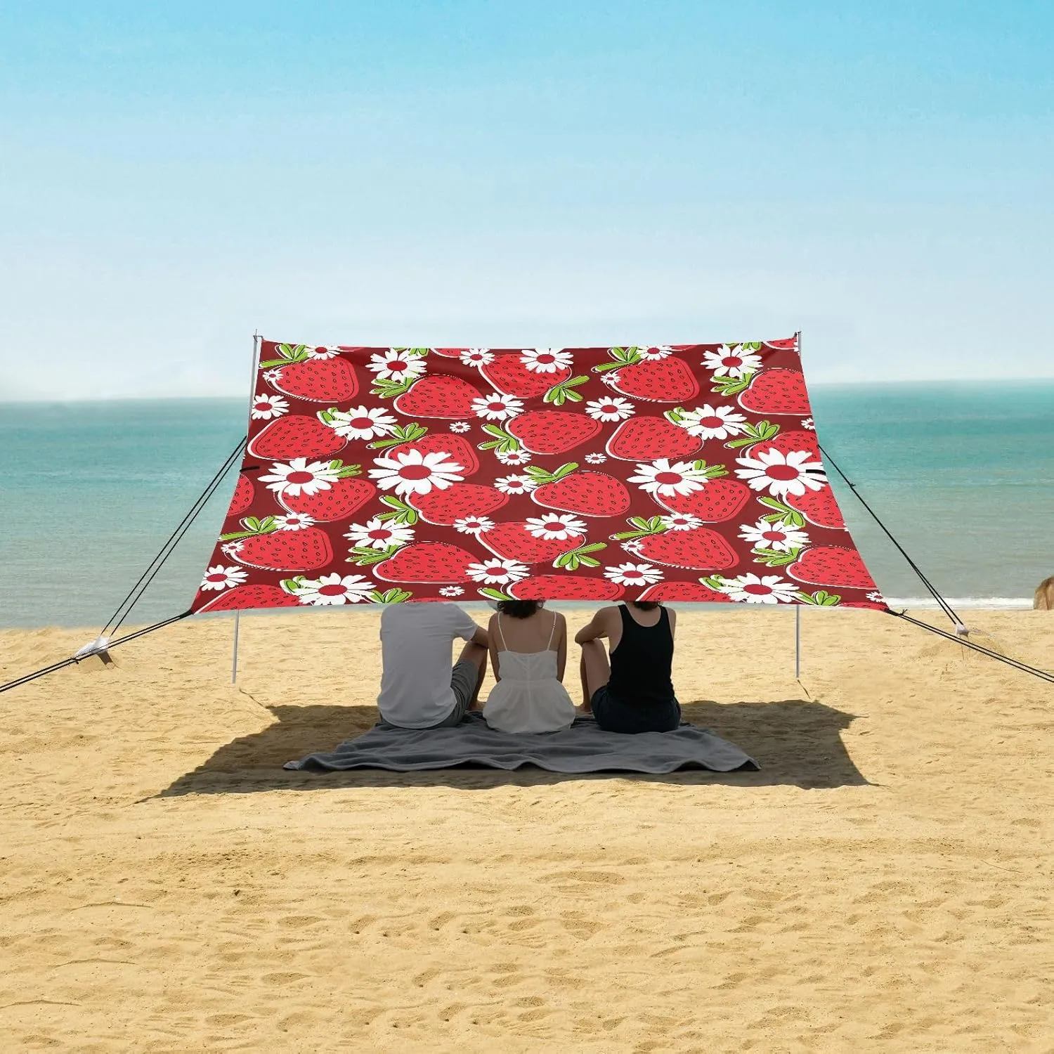Beach Shade Tent with UPF50  UV Protection,Colorful Strawberry Lightweight Camping Sun Shelter for Outdoor,Camping Trips, Fishing, Backyard,Picnics,Easy Set Up and Carry 9x10.5 FT
