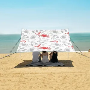 Beach Shade Tent with UPF50  UV Protection,Cool Seafood Seamless Pattern Lightweight Camping Sun Shelter for Outdoor,Camping Trips, Fishing, Backyard,Picnics,Easy Set Up and Carry 9x10.5 FT
