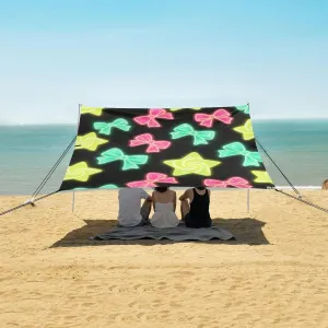 Beach Shade Tent with UPF50  UV Protection,Fluorescence Bows Stars Lightweight Camping Sun Shelter for Outdoor,Camping Trips, Fishing, Backyard,Picnics,Easy Set Up and Carry 9x10.5 FT