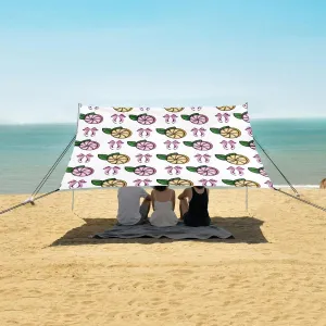 Beach Shade Tent with UPF50  UV Protection,Lemon Slices with Bows Lightweight Camping Sun Shelter for Outdoor,Camping Trips, Fishing, Backyard,Picnics,Easy Set Up and Carry 9x10.5 FT