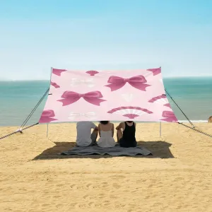 Beach Shade Tent with UPF50  UV Protection,Pink Bows and Fan Lightweight Camping Sun Shelter for Outdoor,Camping Trips, Fishing, Backyard,Picnics,Easy Set Up and Carry 9x10.5 FT