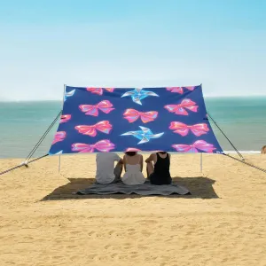 Beach Shade Tent with UPF50  UV Protection,Red Luminous Bow Windmill Lightweight Camping Sun Shelter for Outdoor,Camping Trips, Fishing, Backyard,Picnics,Easy Set Up and Carry 9x10.5 FT