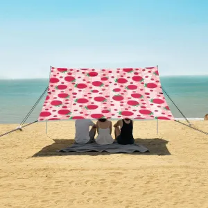 Beach Shade Tent with UPF50  UV Protection,Red Strawberry Flowers Lightweight Camping Sun Shelter for Outdoor,Camping Trips, Fishing, Backyard,Picnics,Easy Set Up and Carry 9x10.5 FT