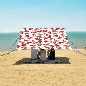 Beach Shade Tent with UPF50  UV Protection,Seafood Red Shrimps Prawns Lightweight Camping Sun Shelter for Outdoor,Camping Trips, Fishing, Backyard,Picnics,Easy Set Up and Carry 9x10.5 FT