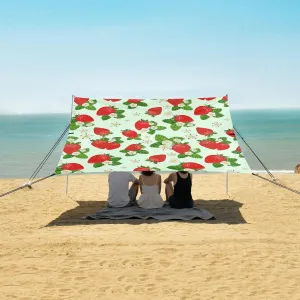 Beach Shade Tent with UPF50  UV Protection,Strawberry Floral Pattern Lightweight Camping Sun Shelter for Outdoor,Camping Trips, Fishing, Backyard,Picnics,Easy Set Up and Carry 9x10.5 FT