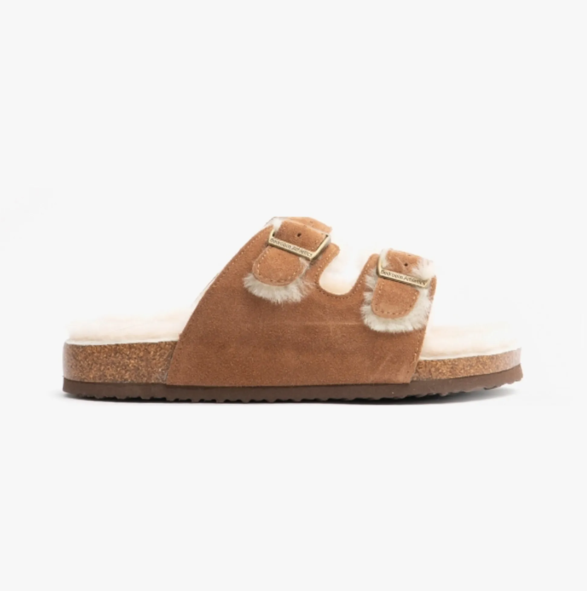 Bedroom Athletics MABEL Womens Suede Two Strap Slippers Chestnut