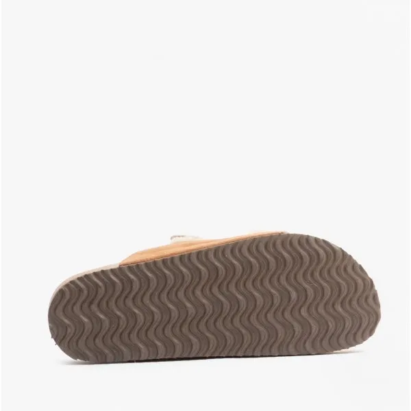 Bedroom Athletics MABEL Womens Suede Two Strap Slippers Chestnut
