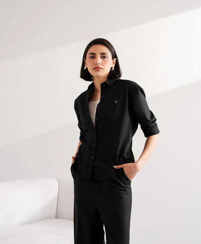Black Button Down Cord Set (Women)