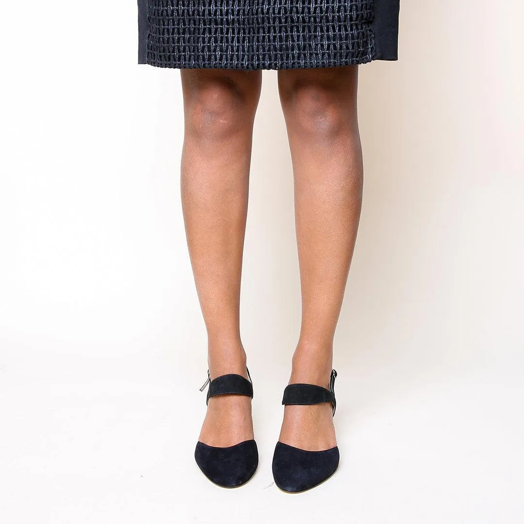 Black Suede Mule   Elsie Strap