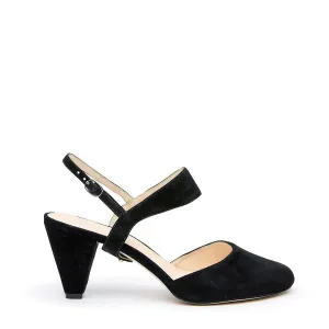 Black Suede Mule   Elsie Strap