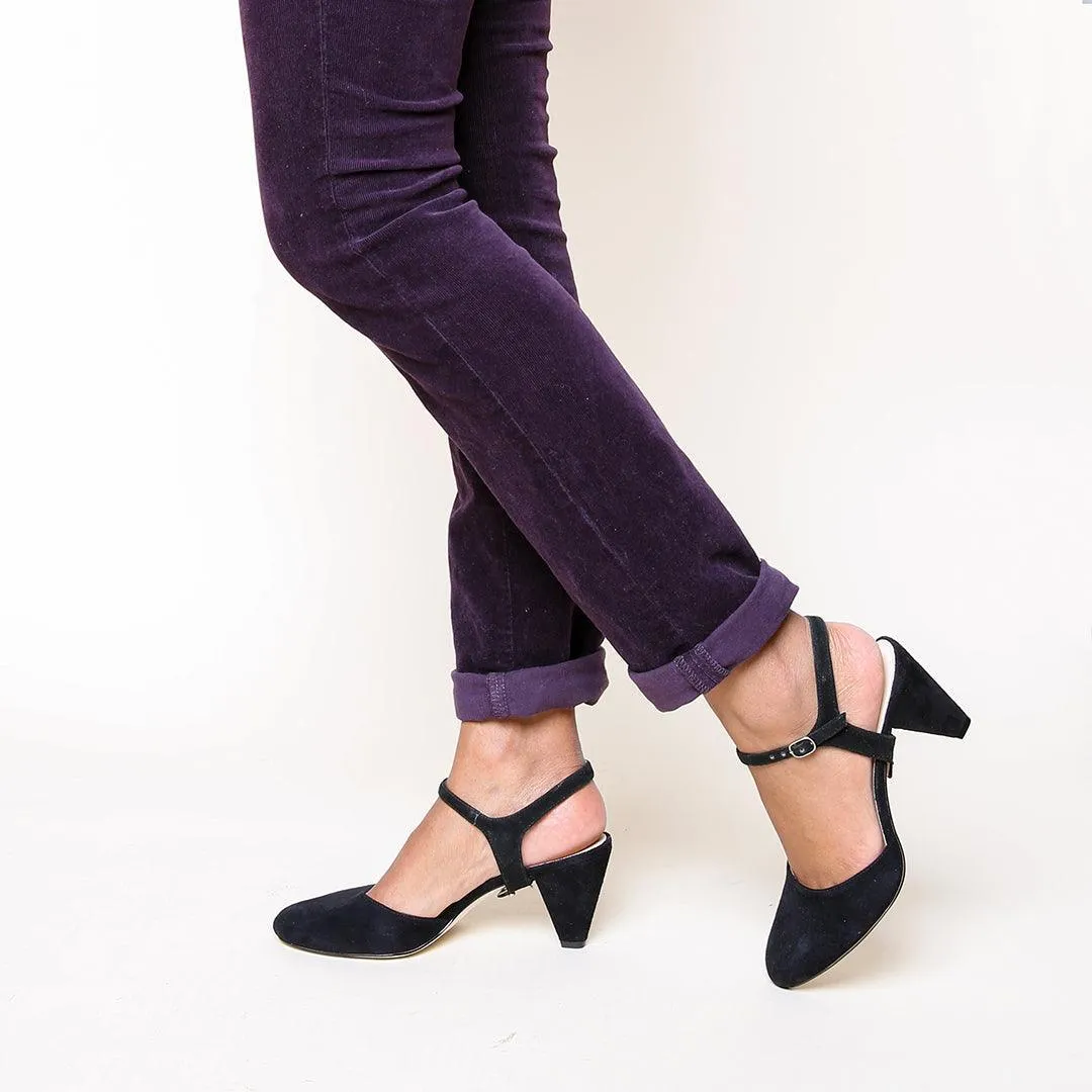 Black Suede Mule   Jackie Strap