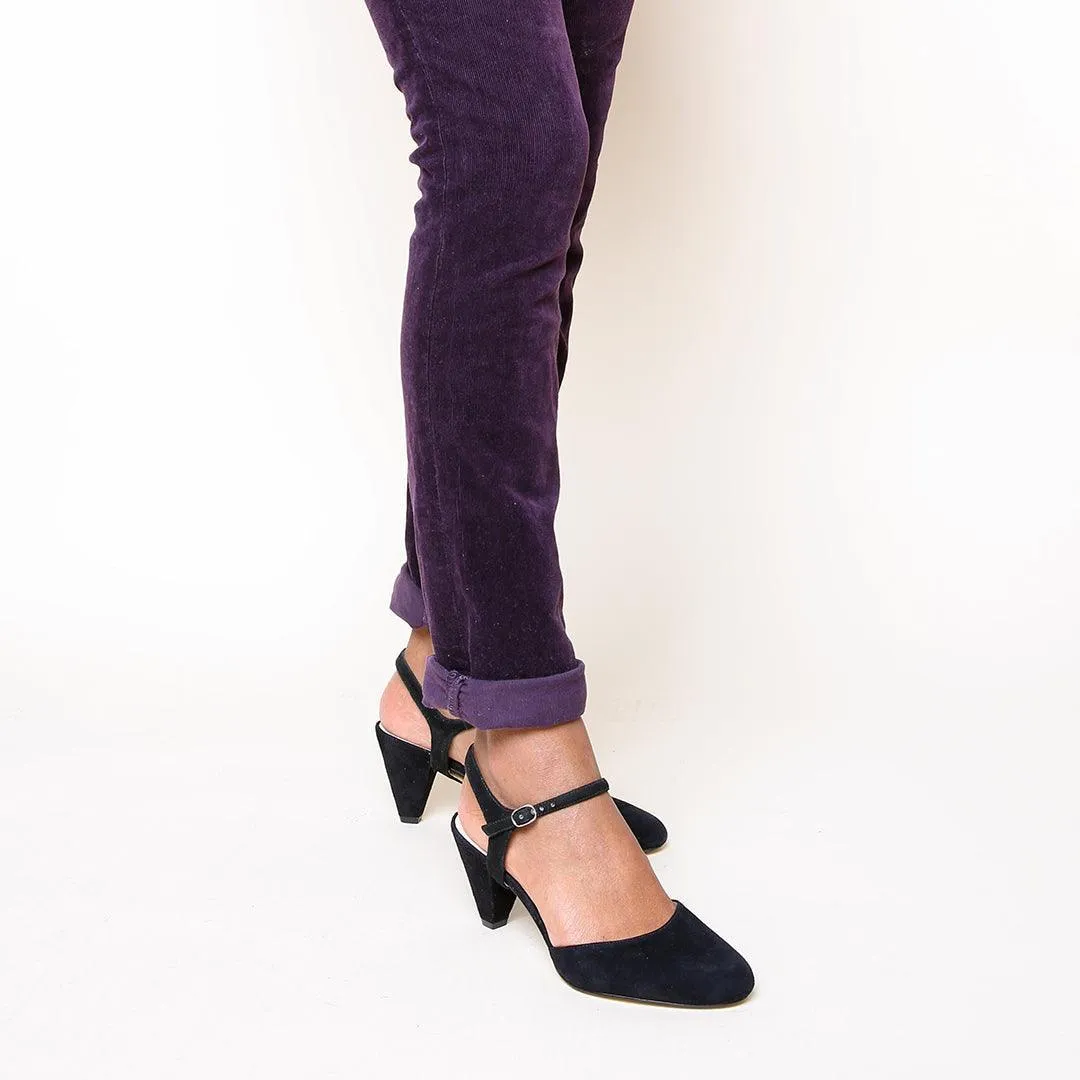 Black Suede Mule   Jackie Strap