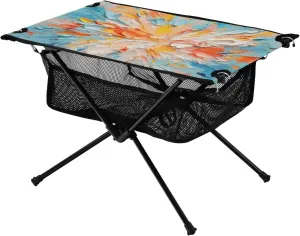 Bolaz Outdoor Folding Portable Picnic Camping Table-Art Colorful Pattern 2,Storage Mesh for Camping Gear Accessories, Hiking, Mountaineering, Outdoor Travel