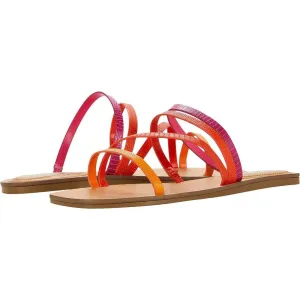 Bonina Orange Pink Strappy Flat Sandals