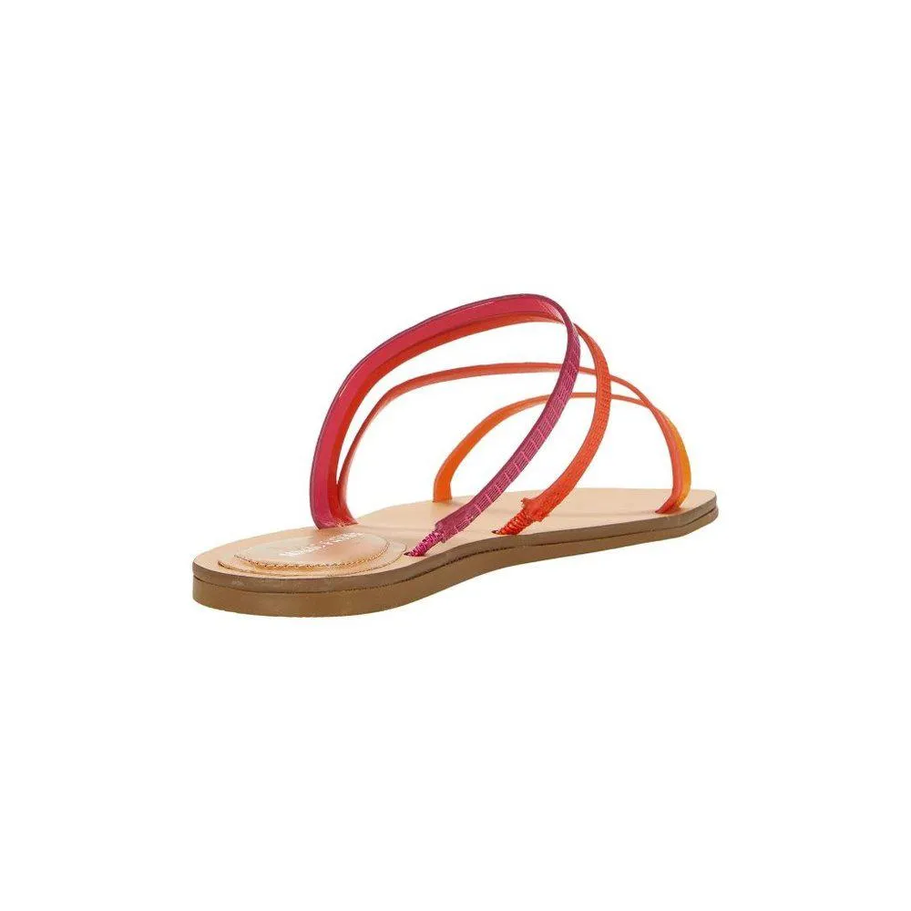Bonina Orange Pink Strappy Flat Sandals
