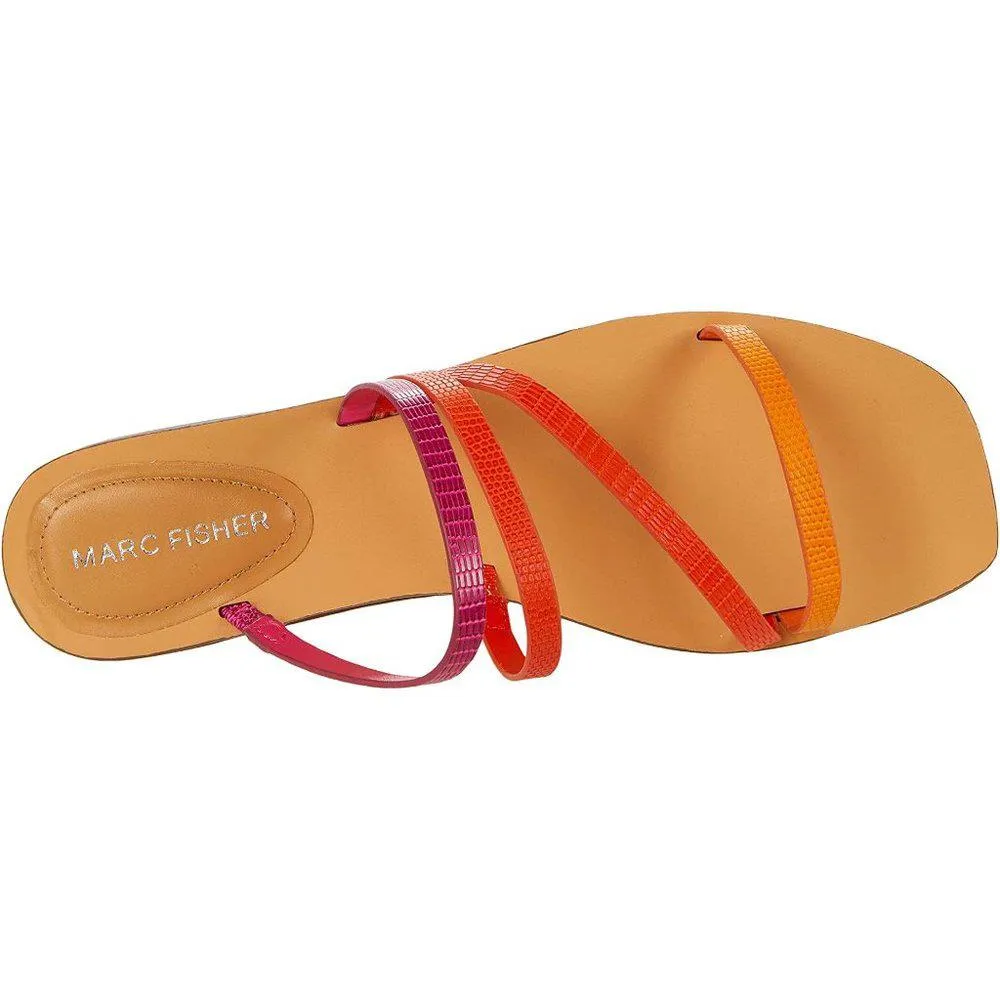 Bonina Orange Pink Strappy Flat Sandals