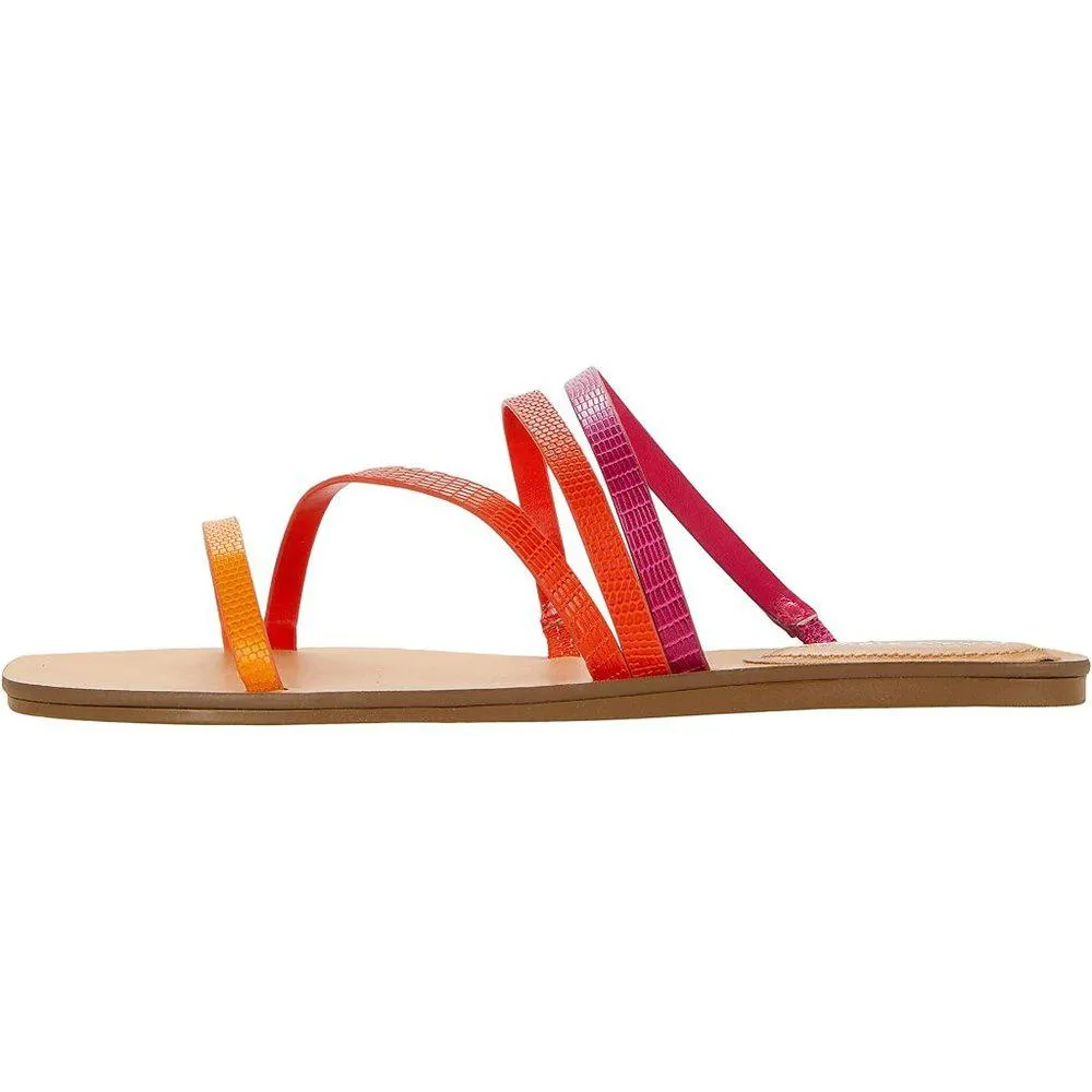 Bonina Orange Pink Strappy Flat Sandals