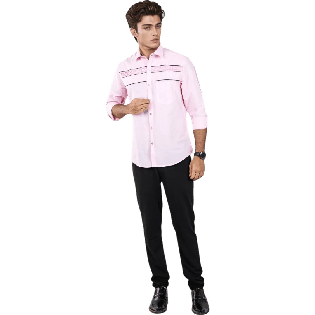 Botticelli Men Maroon Partywear Shirt - Chest Embroidery Formal Shirts (5271)