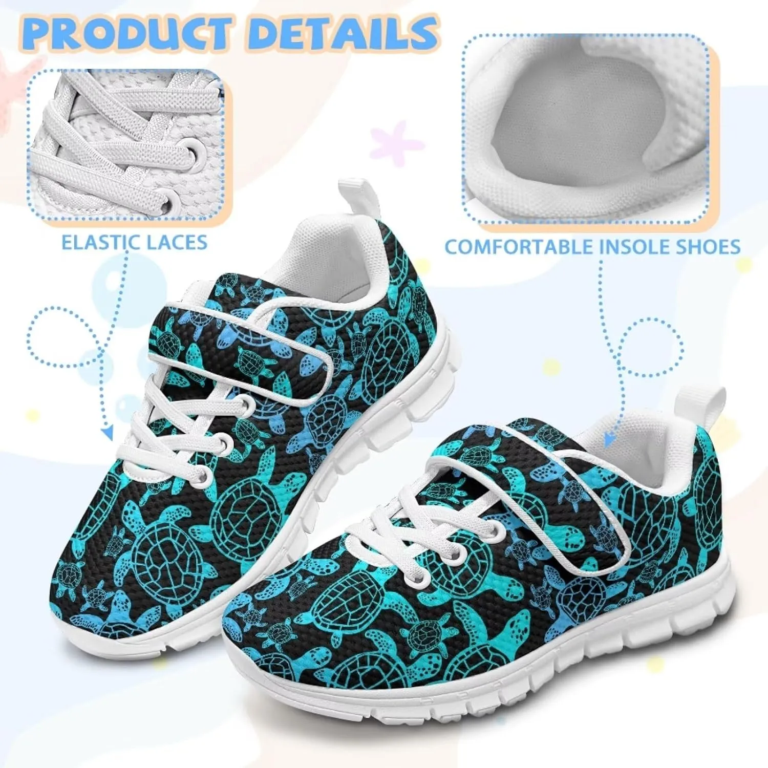 Boys Girls Animal Sneakers Lightweight Strap Athletic Running Shoes Breathable Sports Tennis Shoes for Kids US 11-15