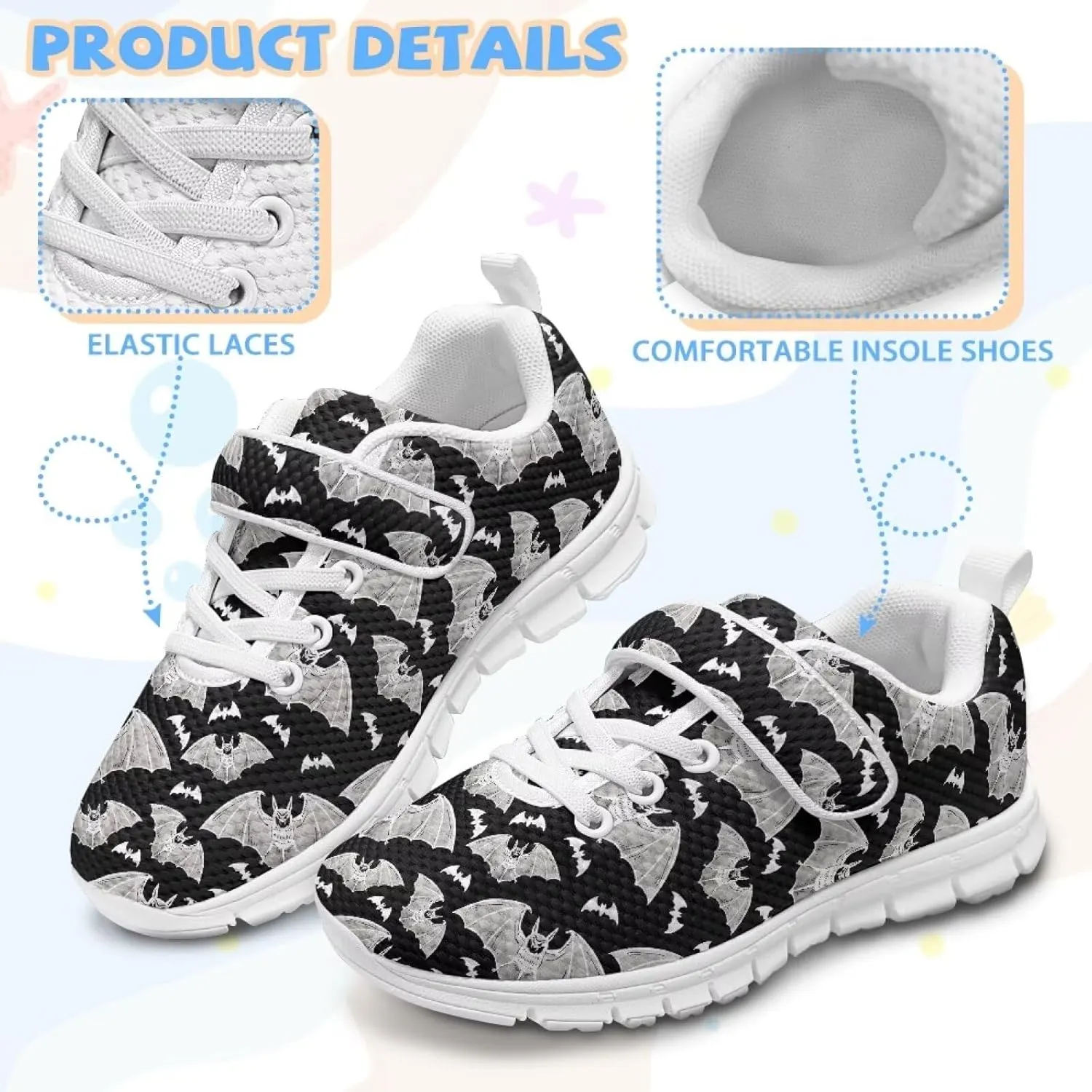 Boys Girls Animal Sneakers Lightweight Strap Athletic Running Shoes Breathable Sports Tennis Shoes for Kids US 11-15