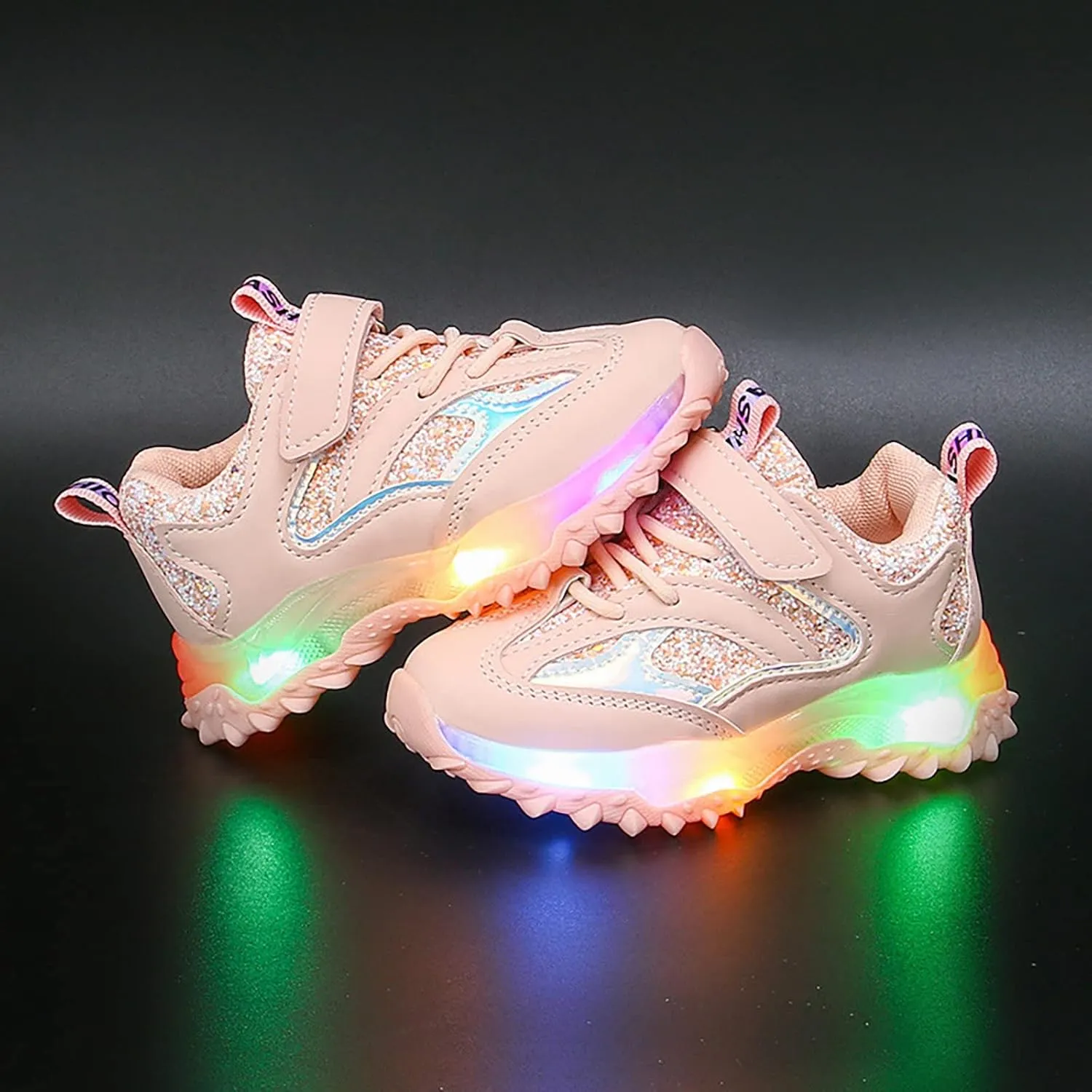 Boys Girls Sneakers Spring Autumn Non Slip Soft Sole Baby Toddler LED Flashing Lights Shoes Boys Lace-up Tennis Shoes