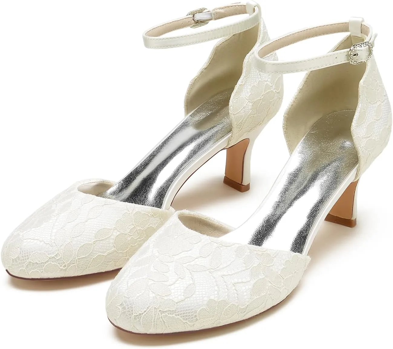 Bridal Shoes for the Bride Wedding Shoes D'Orsay Heels for Women Dress Shoes Satin Lace Round Toe Closed Toe Heeled Sandals High Heels Pumps Sandal