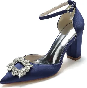 Bride Shoes for Wedding Dress Shoes Chunky Heel High Heels Heeled Sandals Bridal Pointed Toe Closed Toe Pumps Sandal Women Block Heels